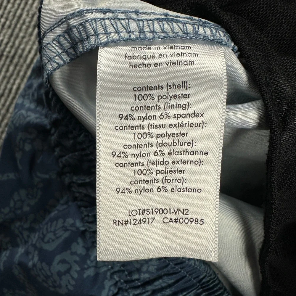 Onia The Calder Mens Swim Trunks Navy Blue Paisley Botanical Board Shorts Large